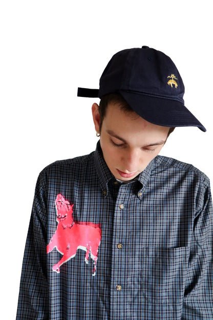 Blue & Brown Tartan — Pink Dog